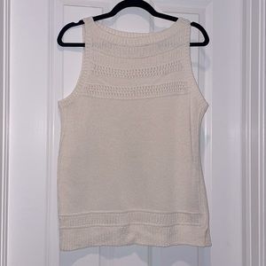 NWOT Loft sleeveless Crochet Sweater. Size LP